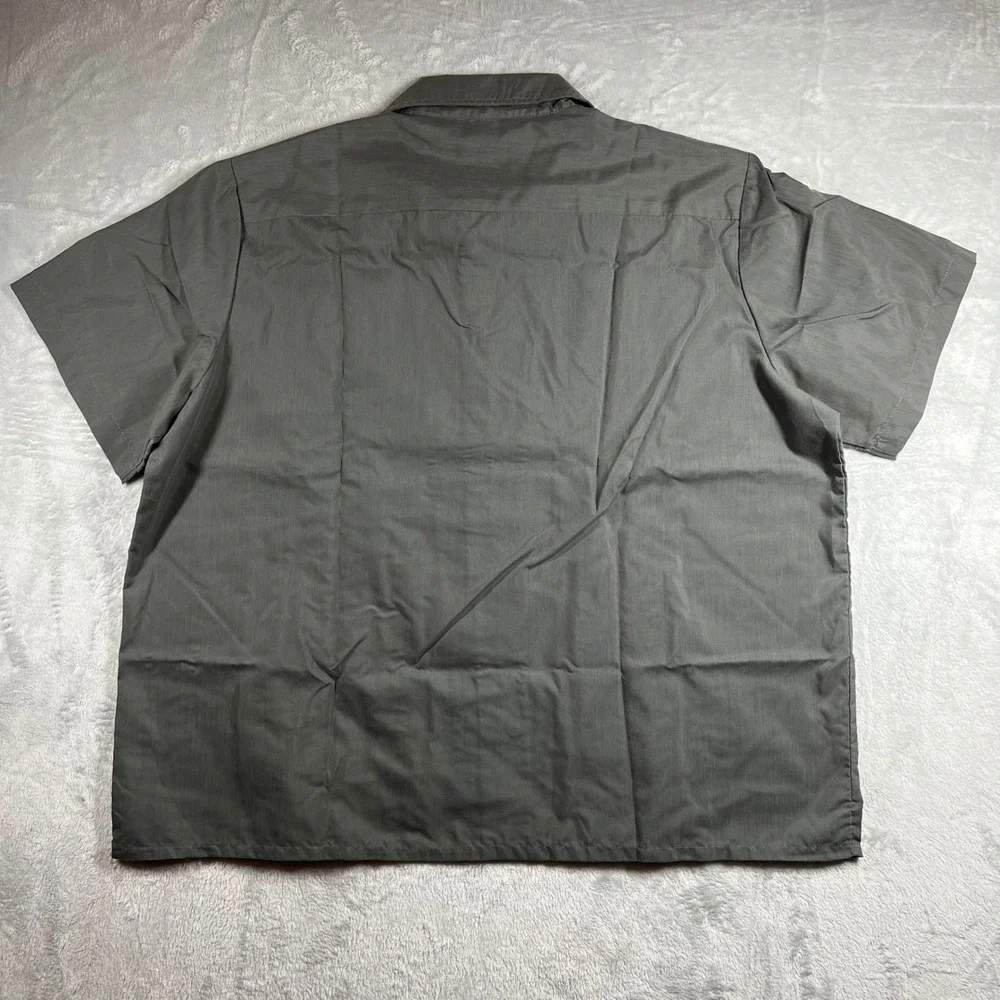 Haband Guayabera Mens 2XL Gray Embroidered Short Sleeve Button Down Shirt
